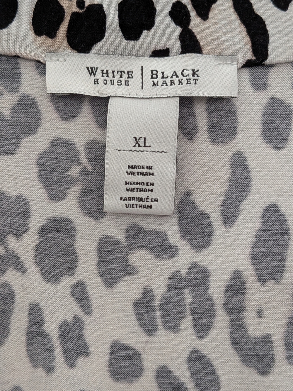 White House Black Market Black and White Leopard Print Sleeveless Surplice Top - Picture 5 of 7